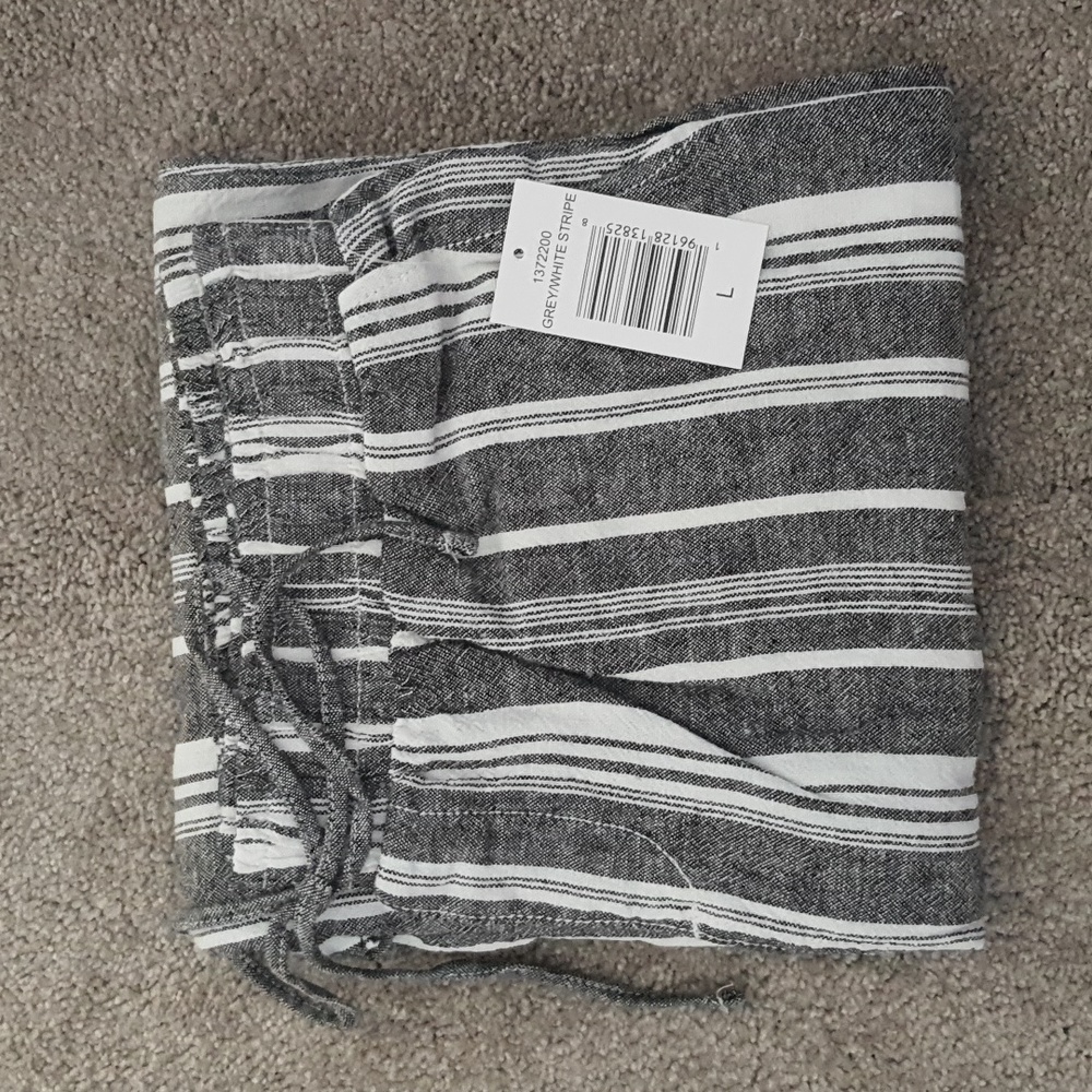 Briggs Linen Blend Pant for Women - Grey with White Stripes
